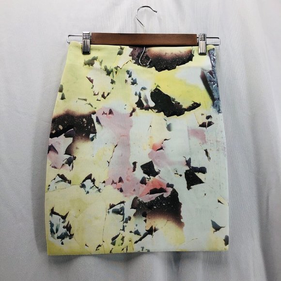 Zara WBB Collection Womens Skirt Watercolor Polyester Art Theme Size S - Picture 6 of 10